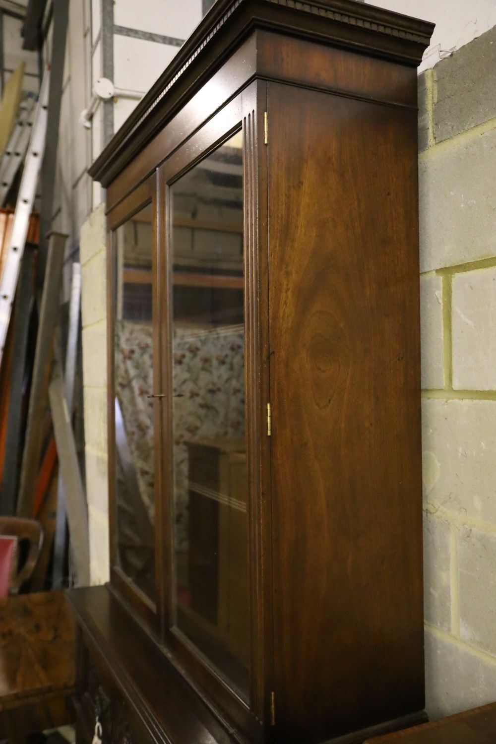 A late Victorian walnut secretaire bookcase, width 105cm depth 46cm height 226cm - Image 3 of 3