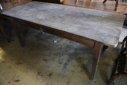 A 19th century French oak farmhouse table, 177 x 74cm height 74cm