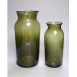 Two 19th century French green glass storage jars, 31.5 and 25.5cmCONDITION: Provenance - Andrew