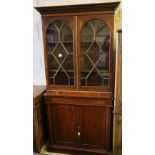 A mahogany bookcase / cupboard, width 90cm depth 36cm height 195cm