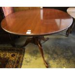 A mahogany snap-top tea table, diameter 106cm height 75cm