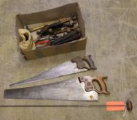 Miscellaneous hand tools: - two Stanley and Record wheel braces (record brace has bit storage in the