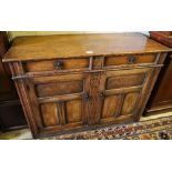 An 18th century style oak sideboard, width 122cm depth 50cm height 86cm