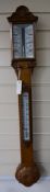 A Victorian oak stick barometer, height 100cm