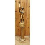 A French composition Blackamoor table lamp on column