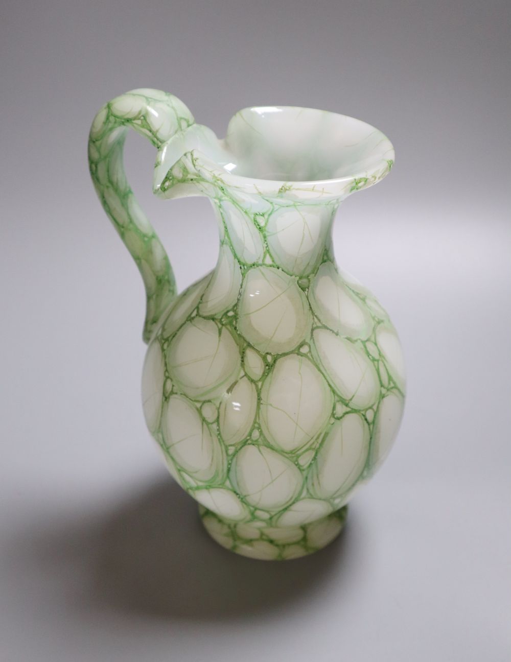 A Richardson style marbled opaline glass jug, late 19th century, ex The Glass Circle Palace to