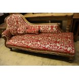A Victorian walnut chaise longue, width 190cm depth 80cm height 90cm