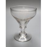 A brewer's diamond point engraved glass rummer c.1800-20, the funnel shaped bowl engraved with a