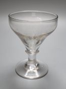 A brewer's diamond point engraved glass rummer c.1800-20, the funnel shaped bowl engraved with a