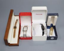 A collection of vintage and fashion ladies' wristwatches, including Sekonda, Pulsar, Black Hills