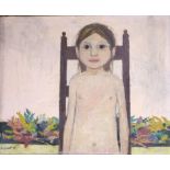 Alistair Grant (1925-1997), oil on board, Child on a chair, signed and dated '53, 40 x 50cm