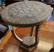 A 1920's Middle Eastern occasional table, diameter 42cm height 49cm