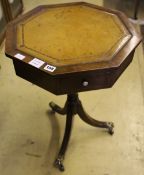 A Regency style banded mahogany octagonal topped occasional table, width 46cm height 64cm