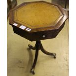 A Regency style banded mahogany octagonal topped occasional table, width 46cm height 64cm