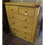 A contemporary six drawer oak chest, width 95cm depth 44cm height 120cm