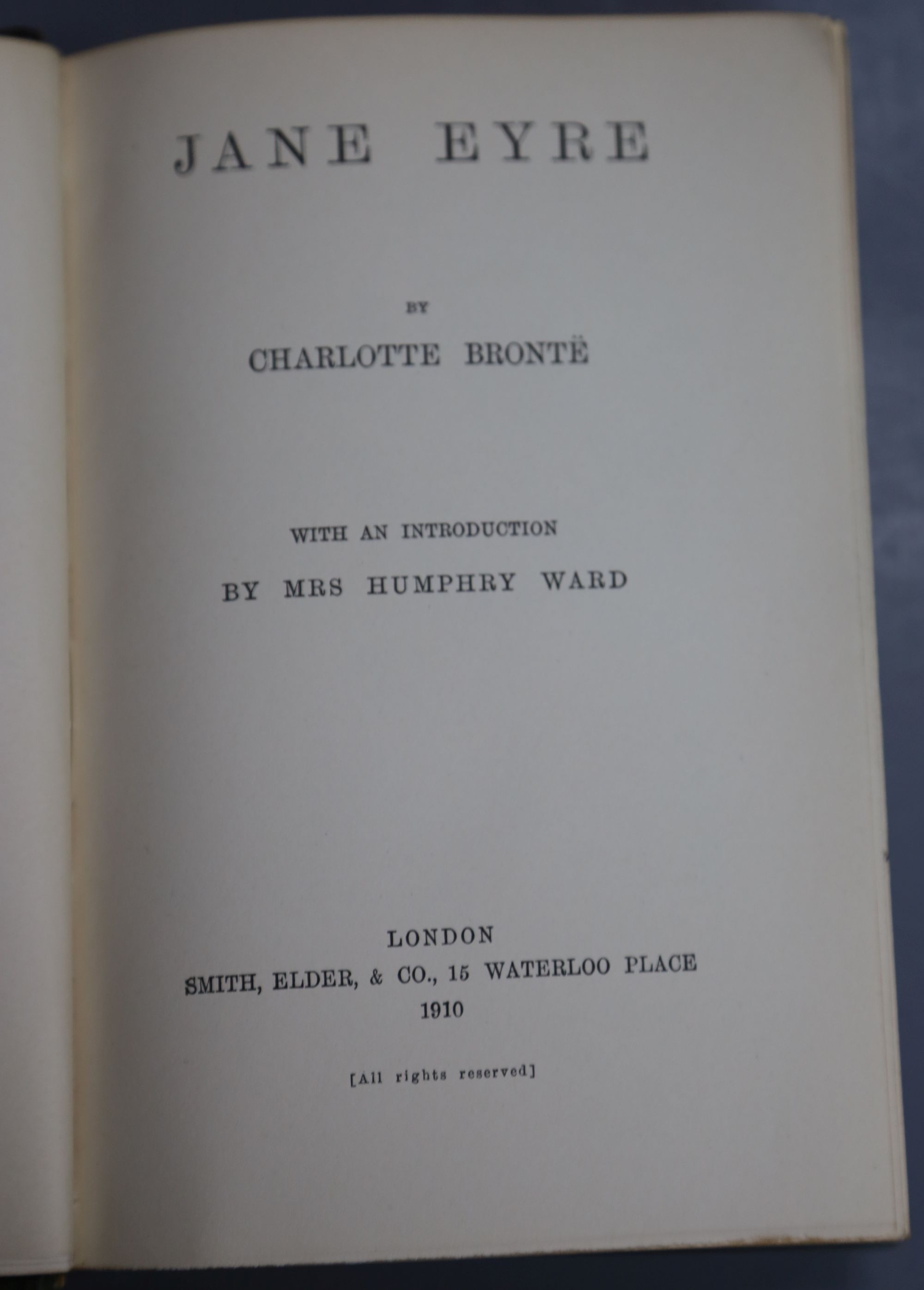 Bronte, Charlotte, Emily and Anne - Works, The Haworth edition, 7 vols, 8vo, half green calf, ( - Image 2 of 3