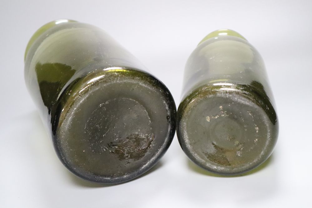 Two 19th century French green glass storage jars, 31.5 and 25.5cmCONDITION: Provenance - Andrew - Image 3 of 3