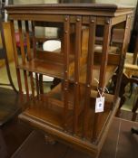 An Edwardian mahogany revolving bookcase, width 50cm height 85cm