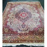 A large Tangiers Berber pink ground carpet, 310 x 240cm