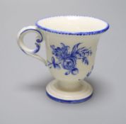 An Orleans porcelain blue enamelled pedestal coffee cup, c.1780 (repair), 6.7cmCONDITION: Minor