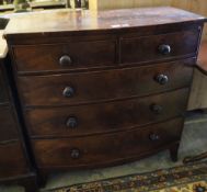 A Regency mahogany bow fronted chest of drawers, width 99cm depth 52cm height 98cm