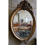 A Louis XVI style giltwood and gesso wall mirror, width 80cm height 115cm