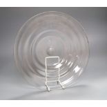 A Whitefriars ribbed clear glass dish, 1920/30s, 34cm diameterCONDITION: Provenance - Andrew