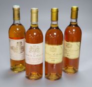 Four bottles of wine: Chateau Suduiraut 1989 Sauternes 1re Cru Class, Chateau Coutet à Barsac 1978