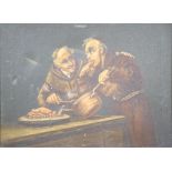 Continental School, oil on canvas, Monks in a kitchen, 20 x 26cmCONDITION: Original canvas with a