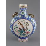 A Chinese famille rose moon flask, 19th century, 25cm highCONDITION: Minor shallow chip at neck rim,