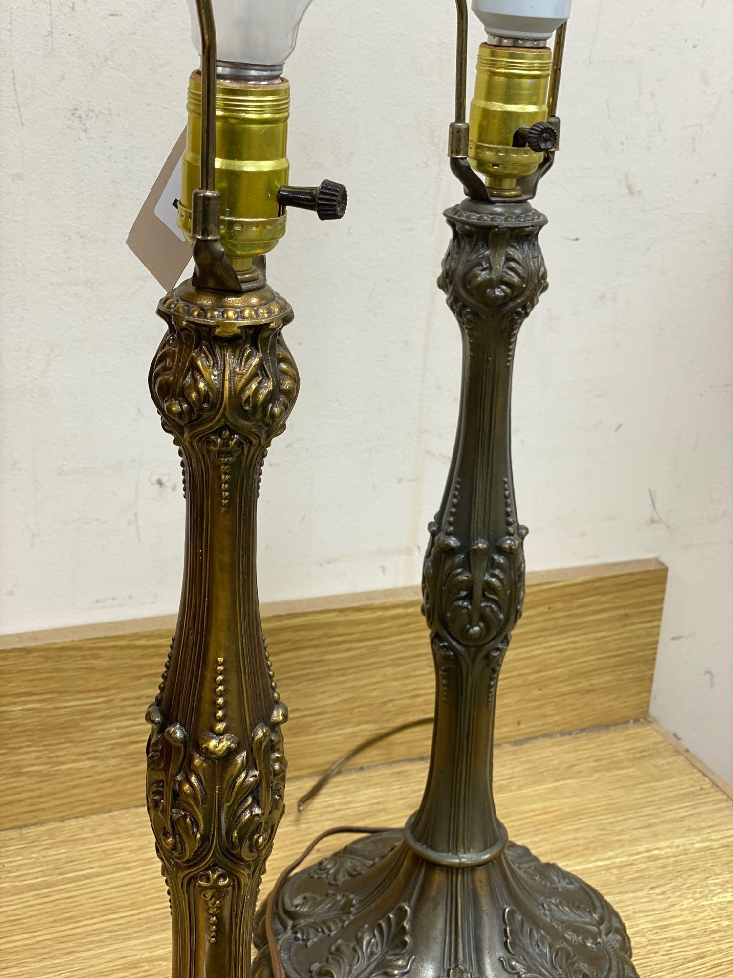 A pair of brass Art Nouveau style lamps - Image 4 of 5