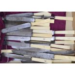 Twenty two 19th century ivory handled steel table knives and a carving knife and fork