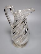 A wrythen glass water jug c.1825-40, Provenance - The Glass Circle Palace to Palace Oct 2003 at