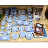 A collection of Wedgwood Jasperware, crested china and Swarovski and other crystal ornaments;