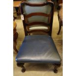A George II style walnut ladderback dining chairCONDITION: Appear to be two repairs to the top of