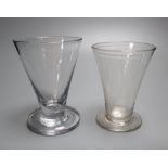 Two Georgian conical glass vases or beakers, 18th century one with heavy foot, 12.5 and