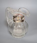 A contemporary silver inlaid art glass jug, early 2000s, 20cm highCONDITION: Provenance - Andrew