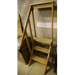 A set of modern oak library steps, width 54cm, height 156cm