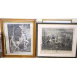 After Carlo Cignani, engraving, Adam and Eve, 61 x 43cm, in a Victorian maple frame and After