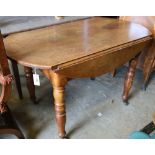 A 19th century French walnut drop leaf dining table with end drawers, 122 x 68cm height 74cm