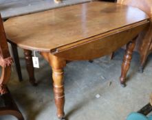 A 19th century French walnut drop leaf dining table with end drawers, 122 x 68cm height 74cm