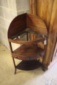 A George III mahogany corner washstand, width 58cm, depth 40cm, height 110cm