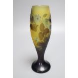 A Galle style cameo glass vase, acid etched floral design with engraving, 24cm