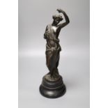 A 19th century bronze standing classical female figure, 42cm overall