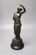 A 19th century bronze standing classical female figure, 42cm overall