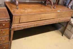 Longman and Broderip, London. A George III inlaid mahogany square piano, width 156cm, depth 56cm,