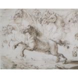 Old Master, pen and ink, Study of a horse, Christie's Mill House 1994 label verso lot 1251, 14 x
