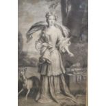 Smith after Kneller, mezzotint, Portrait of the Honourable Lady Elizabeth Cromwell, 42 x 26cm