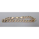 An Italian 375 rectangular-link bracelet with trigger clasp, 24cm, 18g.CONDITION: Slightly used