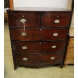 A Regency mahogany bow front chest, width 102cm, depth 52cm, height 119cm